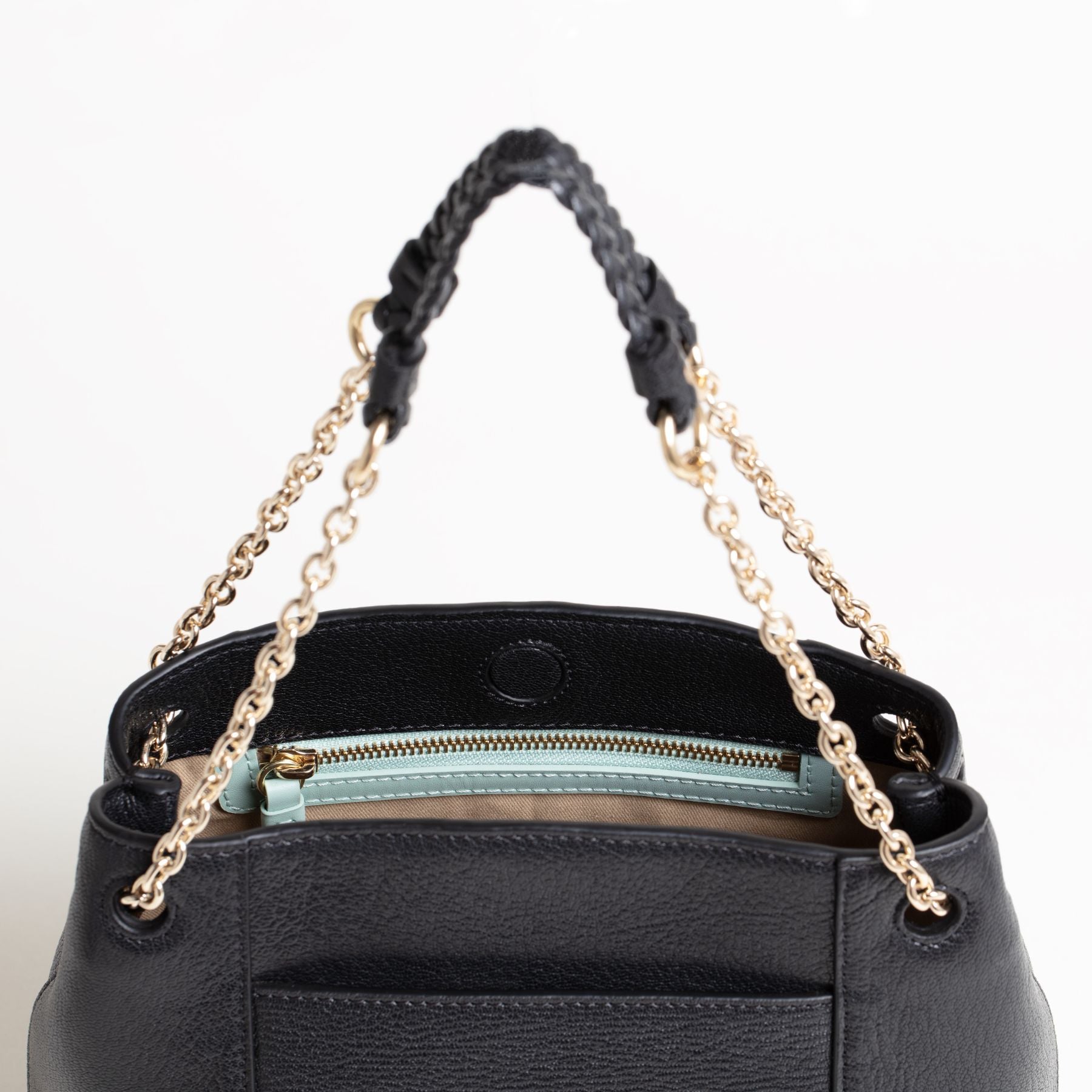 Sac en cuir Small Tote Noir Zoom Interieur #couleur_noir