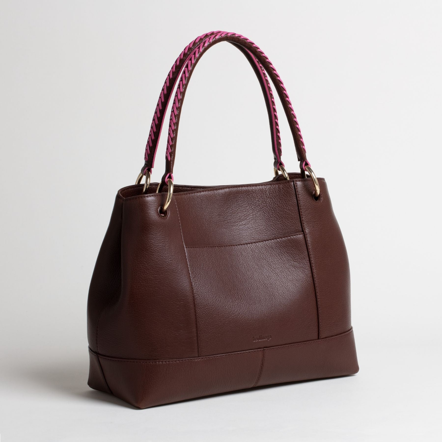 Sac en cuir Large Tote Marron 3/4 #couleur_châtaigne