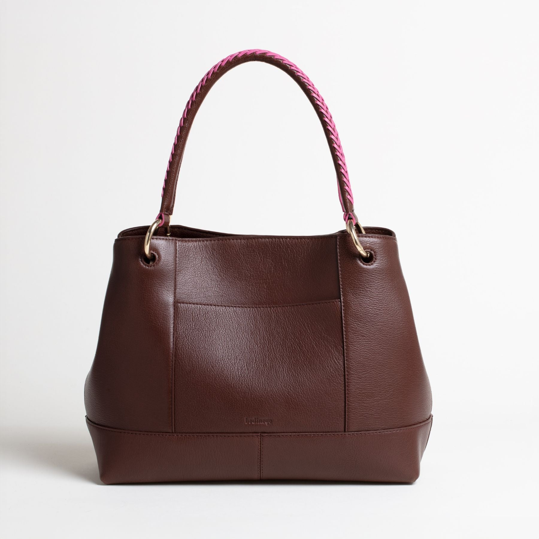 Sac en cuir Large Tote Marron Face #couleur_châtaigne