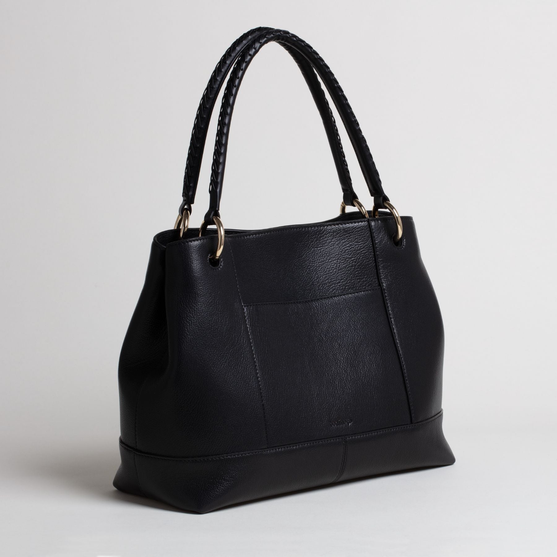 Sac en cuir Large Tote Noir 3/4 #couleur_noir