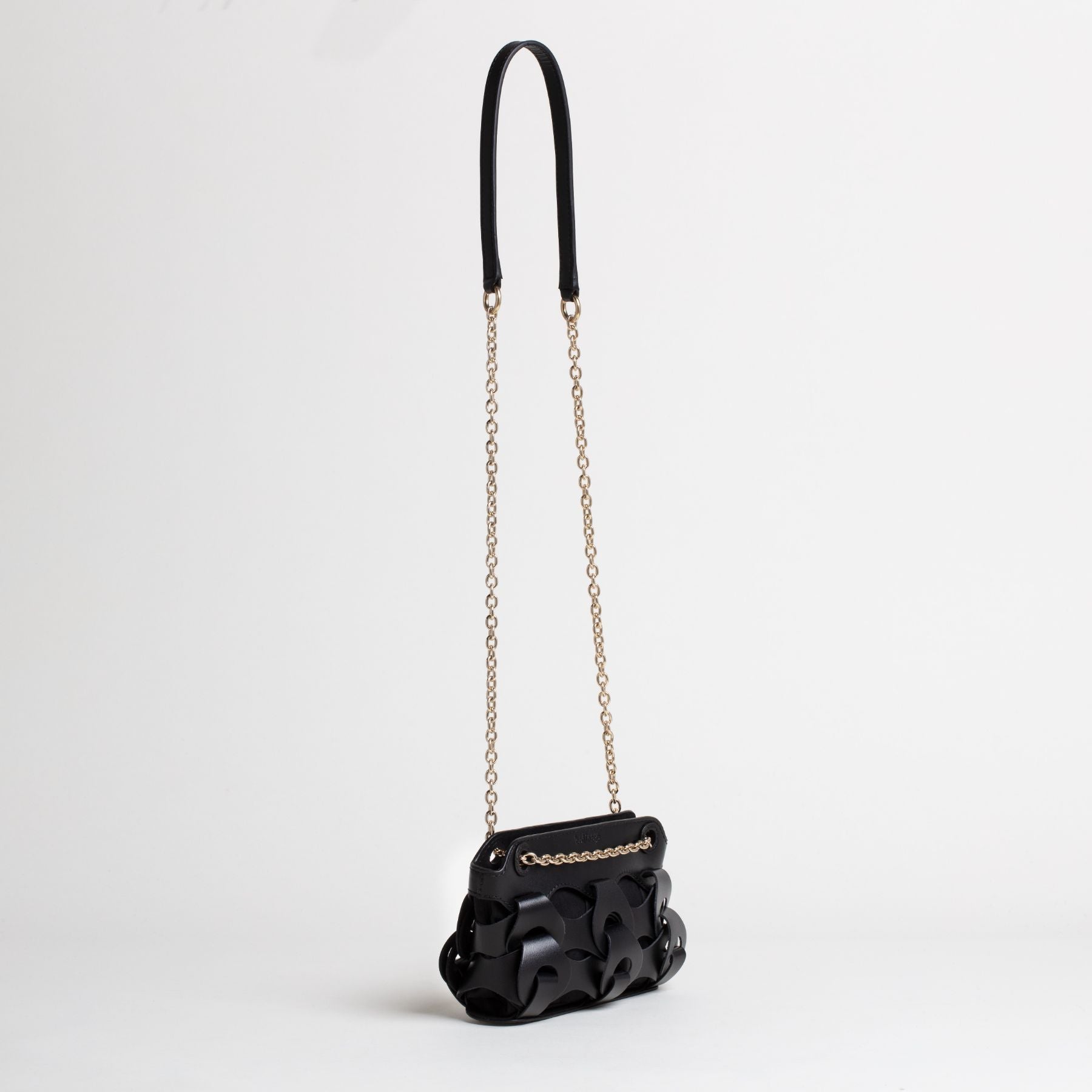 Sac en cuir Floria Mini Noir Chaîne #couleur_noir