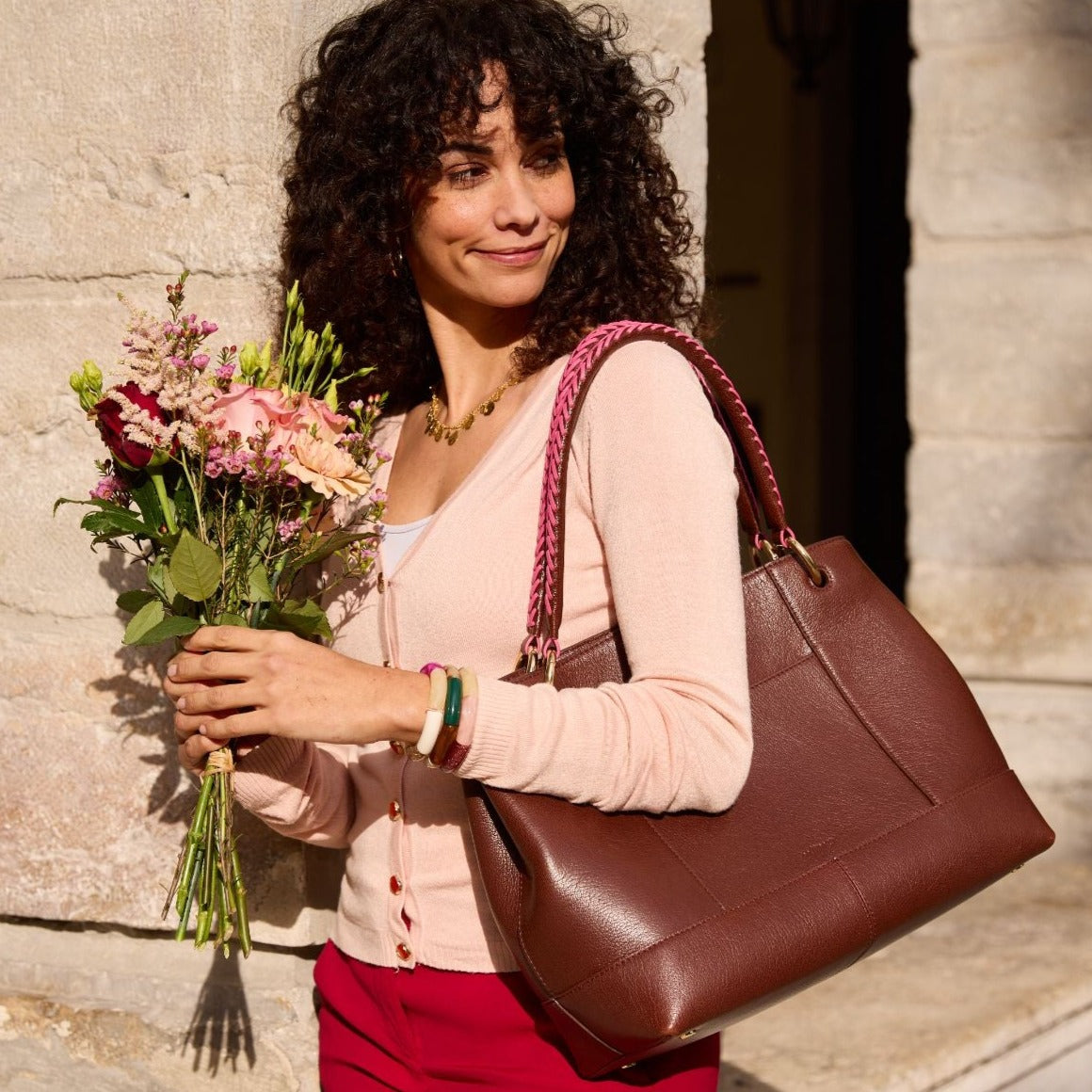 Sac en cuir Large Tote Marron Lifestyle #couleur_châtaigne