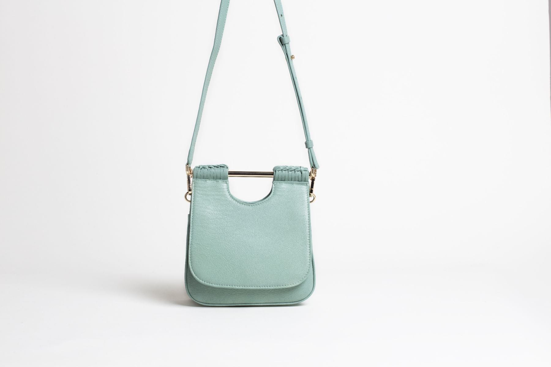 Sac en cuir Ivia Vert Dos #couleur_vert sauge