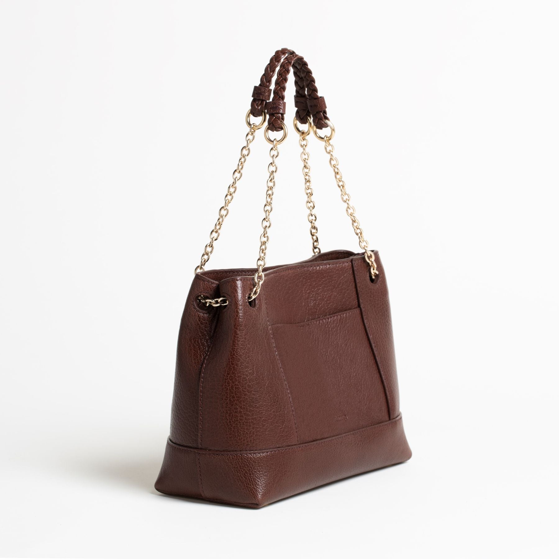 Sac en cuir Small Tote Marron 3/4 #couleur_châtaigne