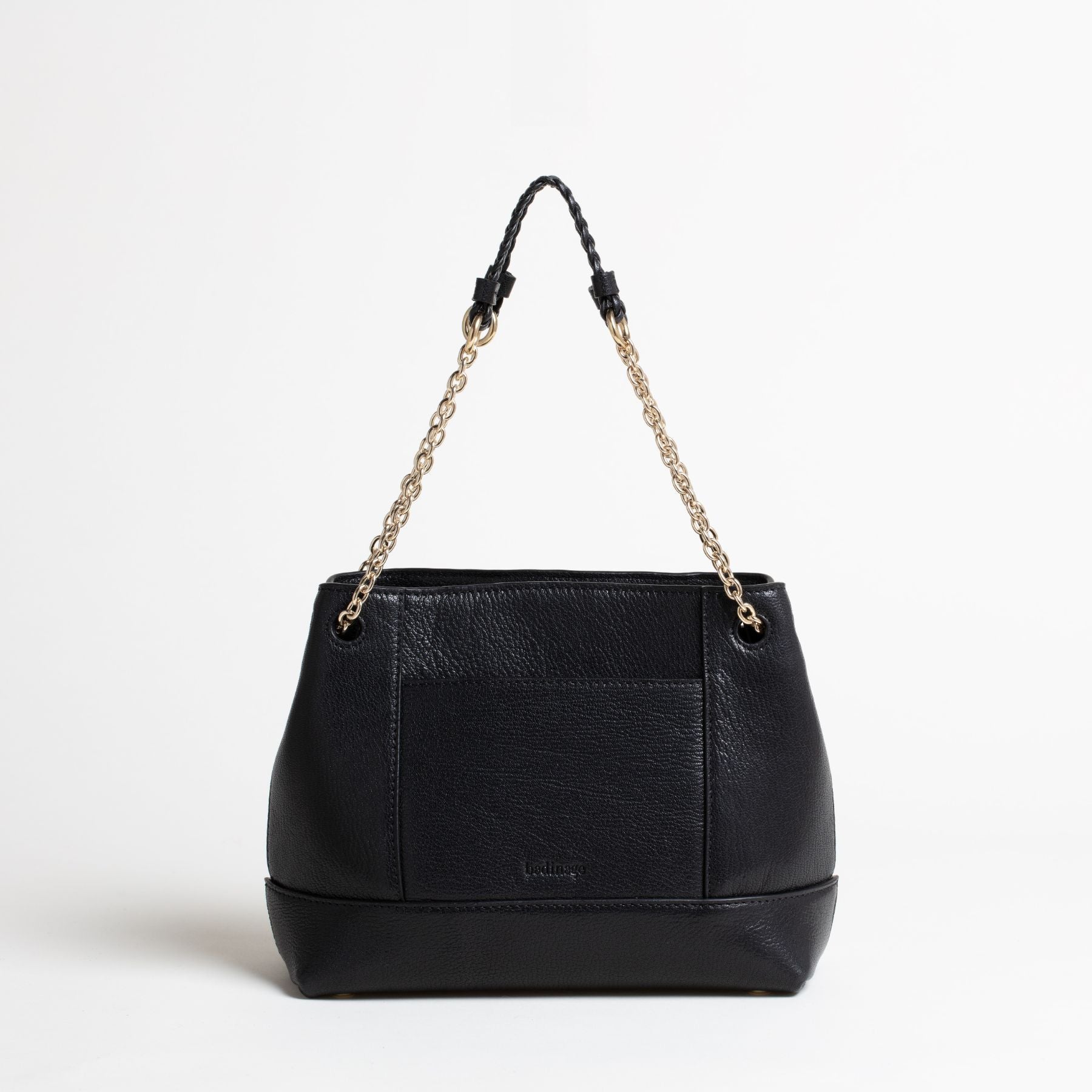 Sac en cuir Small Tote Noir Face #couleur_noir