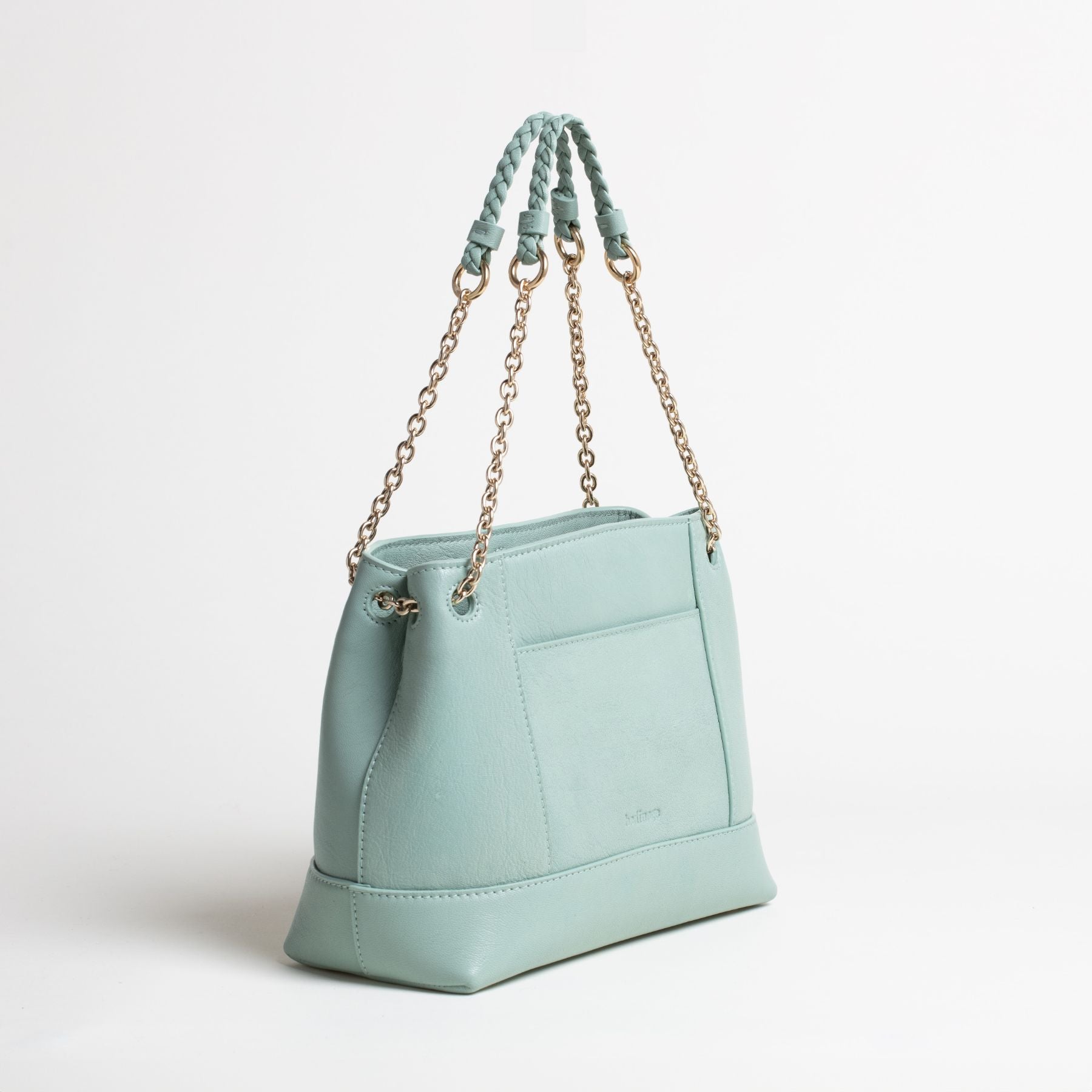 Sac en cuir Small Tote Vert 3/4 #couleur_vert sauge